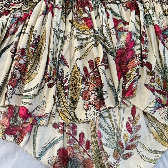 Free People Purple Haze hummingbird tiered v neck tunic size XS floral hi low - Picture 7 of 9